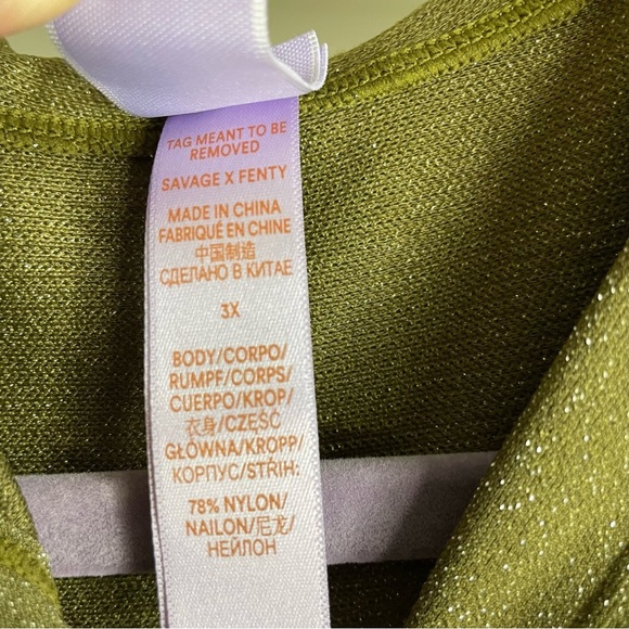 Savage X Fenty Sleep & Shine Olive Green Hooded Onsie 3x Romper Shimmer Rhiana - Picture 4 of 6